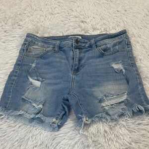 Cello Light Blue Distressed Jean Shorts WOMENS SIZE M